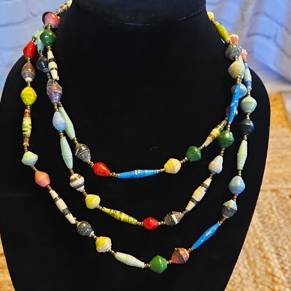 Handmade Colorful Paper Beaded Necklace